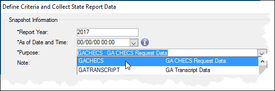 Define Criteria and Collect State Report Data window.